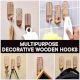 Brown Wooden Adhesive Hooks for Painted Walls - Pack of 3